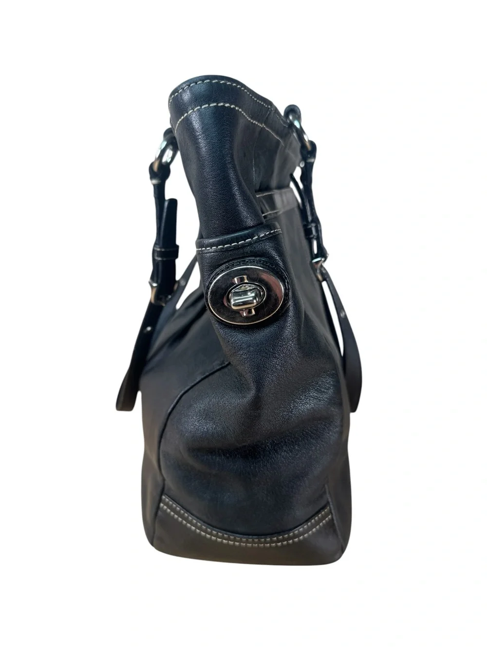 Coach Soho Pleated Gallery Large Tote Bag F14673 Black Leather Cute Shoulder Bag